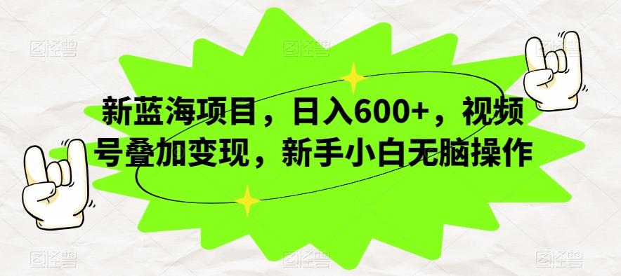 新蓝海项目，日入600+，视频号叠加变现，新手小白无脑操作【揭秘】-小哈资源