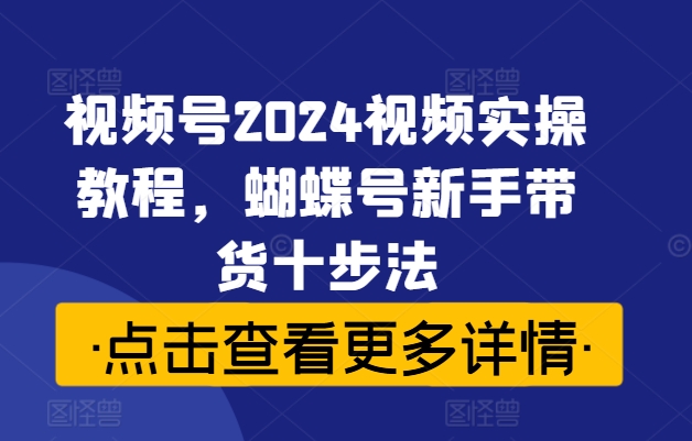 视频号2024视频实操教程，蝴蝶号新手带货十步法-小哈资源