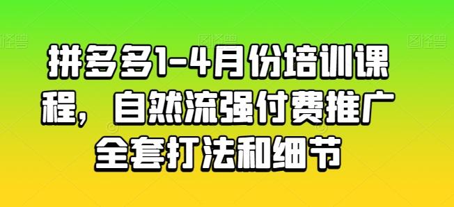 拼多多1-4月份培训课程，自然流强付费推广全套打法和细节-小哈资源