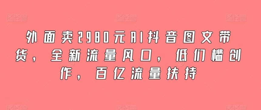 外面卖2980元AI抖音图文带货，全新流量风口，低们槛创作，百亿流量扶持-小哈资源