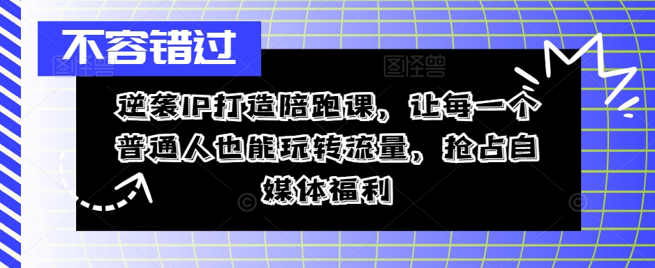 逆袭IP打造陪跑课，让每一个普通人也能玩转流量，抢占自媒体福利-小哈资源