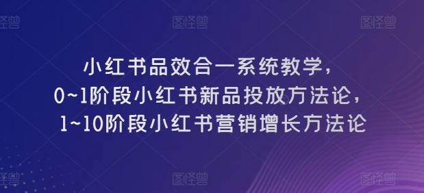 小红书品效合一系统教学，​0~1阶段小红书新品投放方法论，​1~10阶段小红书营销增长方法论-小哈资源