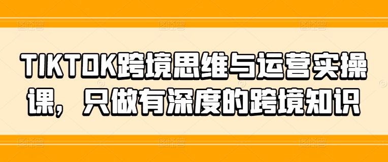 TIKTOK跨境思维与运营实操课，只做有深度的跨境知识-小哈资源
