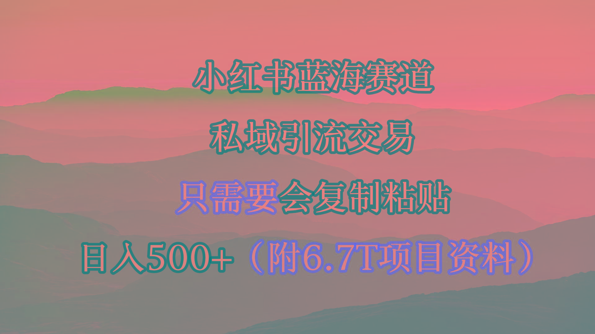 (9487期)小红书短剧赛道，私域引流交易，会复制粘贴，日入500+(附6.7T短剧资源)-小哈资源