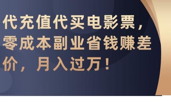 代充值代买电影票，零成本副业省钱赚差价，月入过万【揭秘】-小哈资源