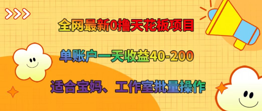 全网最新0撸天花板项目 单账户一天收益40-200 适合宝妈、工作室批量操作-小哈资源