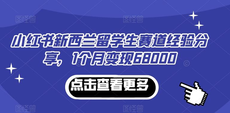 小红书新西兰留学生赛道经验分享，1个月变现68000【揭秘】-小哈资源