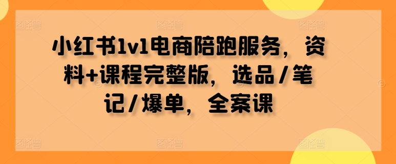 小红书1v1电商陪跑服务，资料+课程完整版，选品/笔记/爆单，全案课-小哈资源