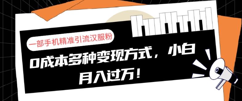 一部手机精准引流汉服粉，0成本多种变现方式，小白月入过万！-小哈资源