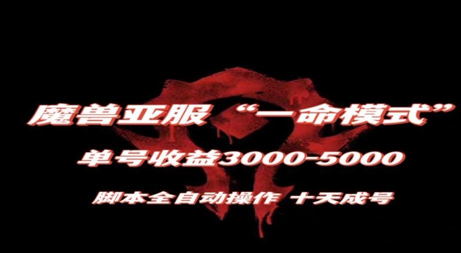 魔兽亚服一命模式，10天成号-单号3千-5千，脚本全自动操作，保姆级教学【揭秘】-小哈资源