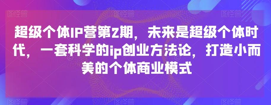 超级个体IP营第2期，未来是超级个体时代，一套科学的ip创业方法论，打造小而美的个体商业模式-小哈资源
