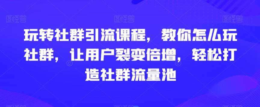 玩转社群引流课程，教你怎么玩社群，让用户裂变倍增，轻松打造社群流量池-小哈资源