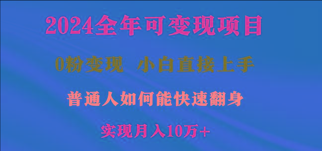 2024全年可变现项目，一天收益至少2000+，小白上手快，普通人就要利用互…-小哈资源
