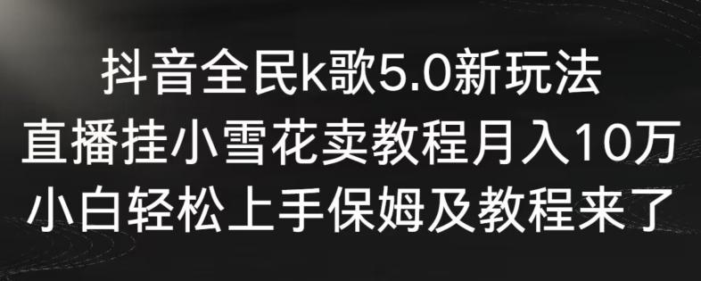 抖音全民k歌5.0新玩法，直播挂小雪花卖教程月入10万，小白轻松上手，保姆及教程来了【揭秘】-小哈资源