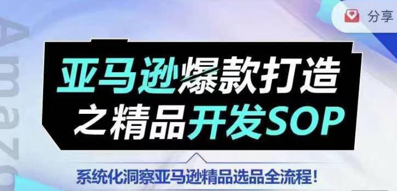 【训练营】亚马逊爆款打造之精品开发SOP，系统化洞察亚马逊精品选品全流程-小哈资源