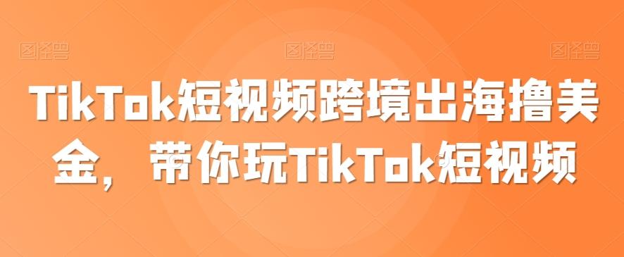 TikTok短视频跨境出海撸美金，带你玩TikTok短视频-小哈资源