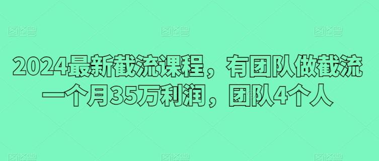2024最新截流课程，有团队做截流一个月35万利润，团队4个人-小哈资源