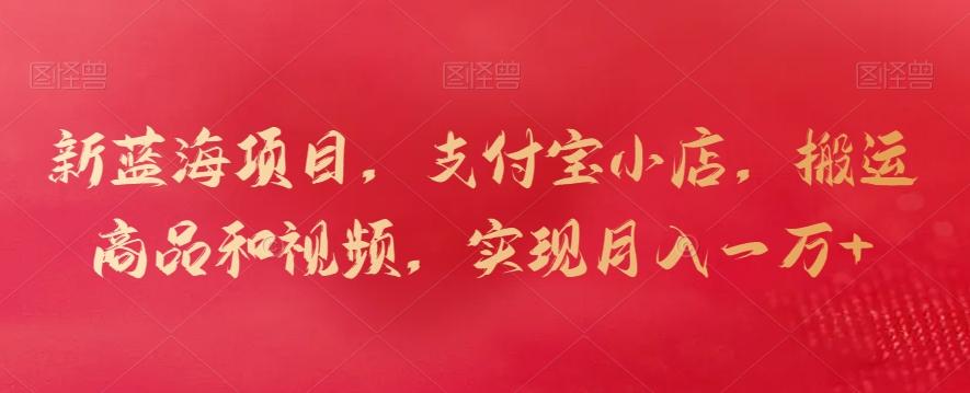新蓝海项目，支付宝小店，搬运商品和视频，实现月入一万+【揭秘】-小哈资源