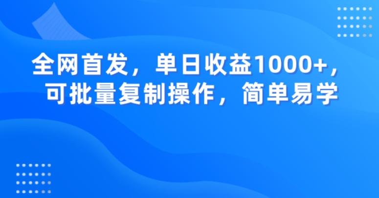 全网首发，单日收益1000+，可批量复制操作，简单易学【揭秘】-小哈资源
