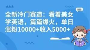 全新冷门赛道：看着美女学英语，篇篇爆火，单日涨粉10000+收入5000+-小哈资源