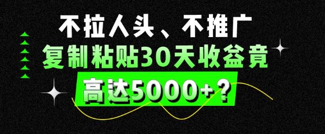 不拉人头、不推广，复制粘贴30天收益竟高达5000+？-小哈资源
