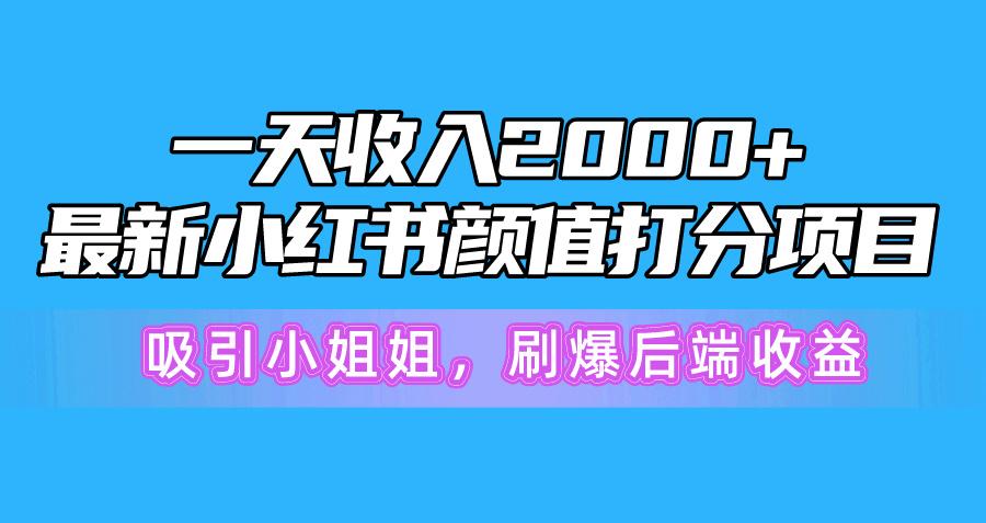 一天收入2000+，最新小红书颜值打分项目，吸引小姐姐，刷爆后端收益-小哈资源