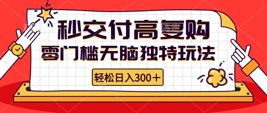 零门槛无脑独特玩法 轻松日入300+秒交付高复购   矩阵无上限-小哈资源