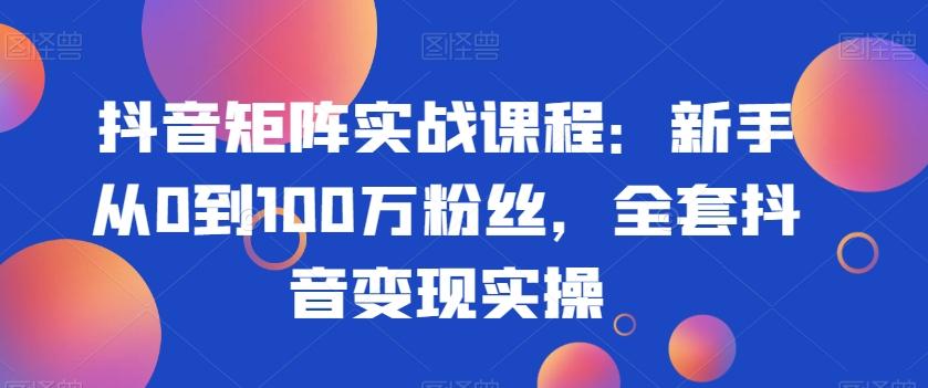 抖音矩阵实战课程：新手从0到100万粉丝，全套抖音变现实操-小哈资源