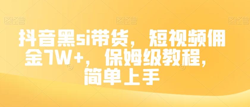 抖音黑si带货，短视频佣金7W+，保姆级教程，简单上手【揭秘】-小哈资源