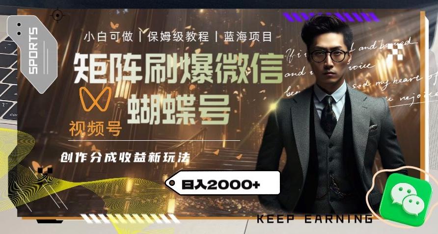矩阵刷爆微信蝴蝶号创作者分成计划收益的新玩法，日入2000+【揭秘】-小哈资源