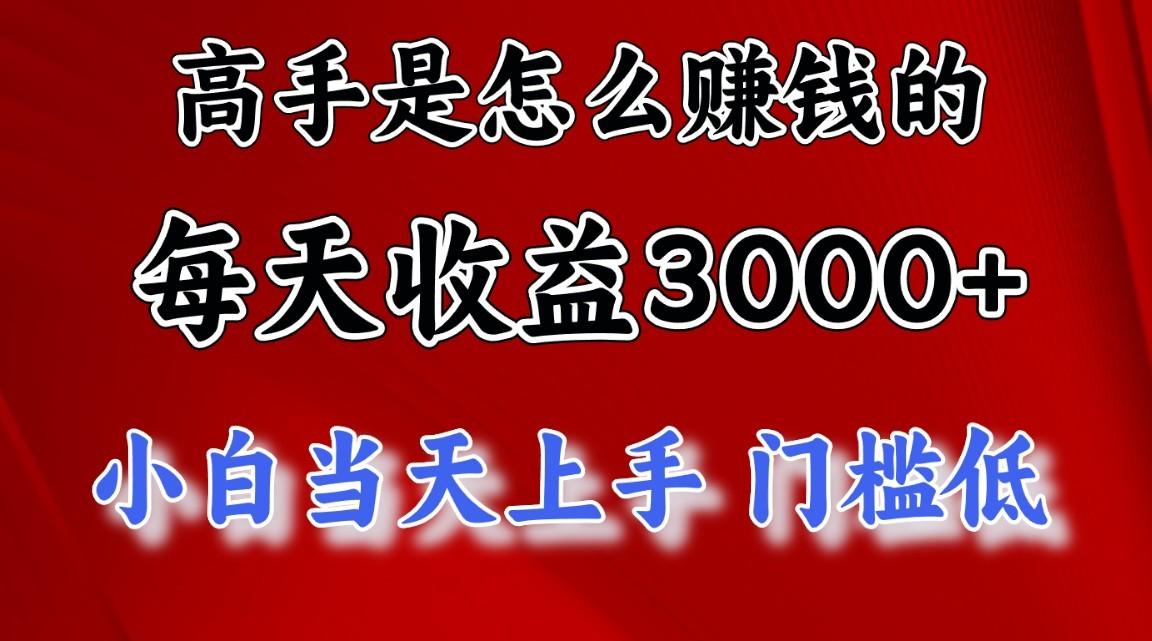 高手是怎么赚钱的，1天收益3500+，一个月收益10万+，-小哈资源