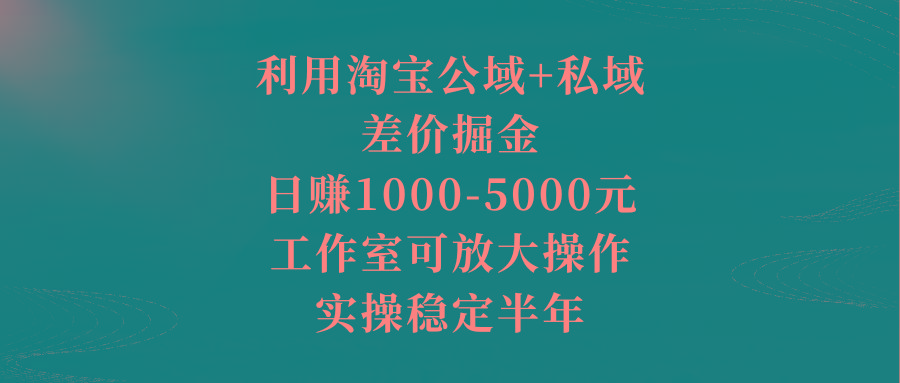 利用淘宝公域+私域差价掘金，日赚1000-5000元，工作室可放大操作，实操…-小哈资源