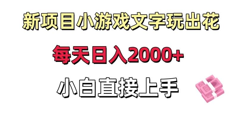 新项目小游戏文字玩出花日入2000+，每天只需一小时，小白直接上手【揭秘】-小哈资源