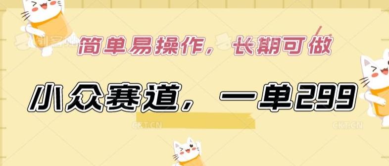 小众赛道，一单299.简单易操作，长期可做【揭秘】-小哈资源