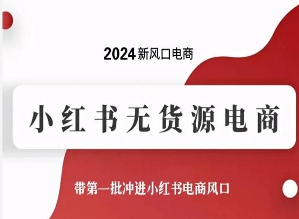 2024新风口电商，小红书无货源电商，带第一批冲进小红书电商风口-小哈资源