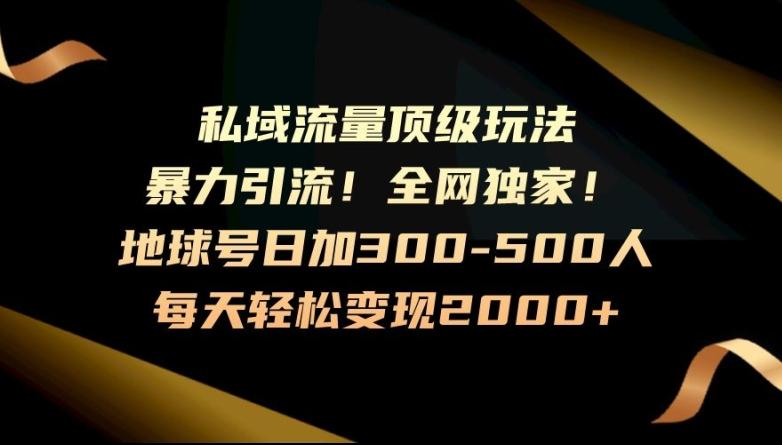 暴力引流，全网独家，地球号日加300-500人，私域流量顶级玩法，每天轻松变现2000+-小哈资源