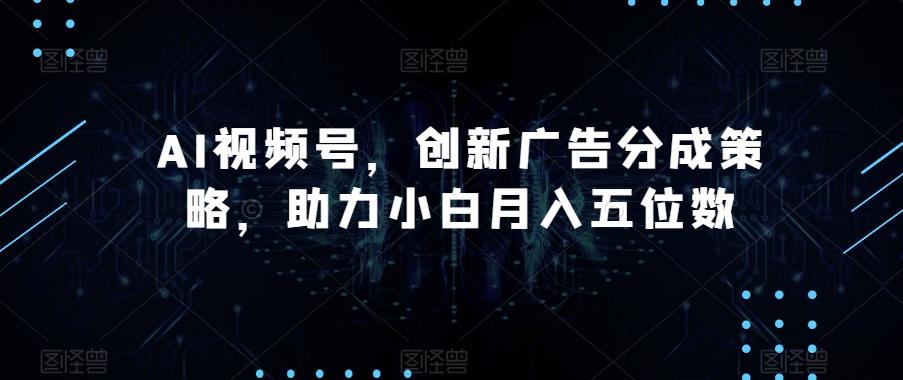 AI视频号，创新广告分成策略，助力小白月入五位数【揭秘】-小哈资源