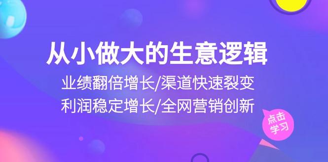 从小做大生意逻辑：业绩翻倍增长/渠道快速裂变/利润稳定增长/全网营销创新-小哈资源