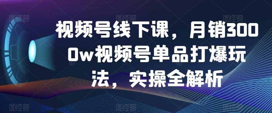 视频号线下课，月销3000w视频号单品打爆玩法，实操全解析-小哈资源