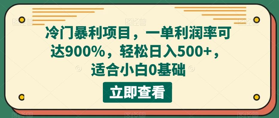 冷门暴利项目，一单利润率可达900%，轻松日入500+，适合小白0基础-小哈资源