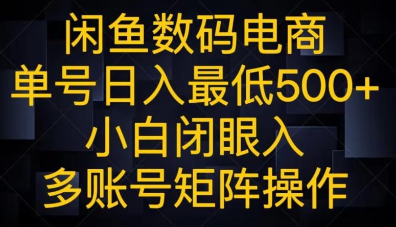 闲鱼数码电商，单号日入最低500+，小白闭眼入，多账号矩阵操作-小哈资源