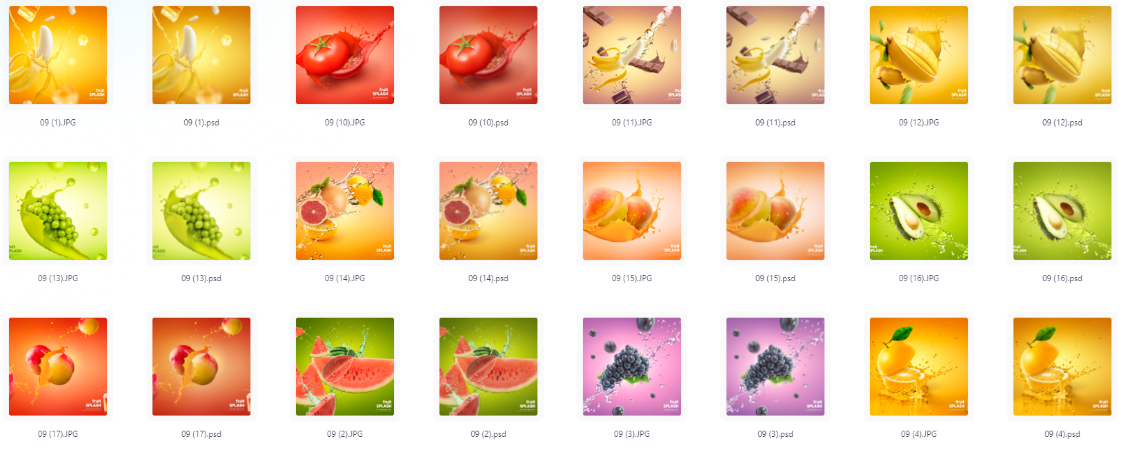 餐饮水果PS模版设计素材17款-小哈资源