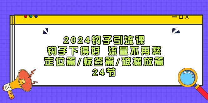 2024钩子引流课：钩子下得好流量不再愁，定位篇/标签篇/破播放篇/24节-小哈资源