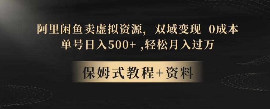 阿里闲鱼卖虚拟资源，双域变现，0成本，日入500+，轻松月入过万-小哈资源