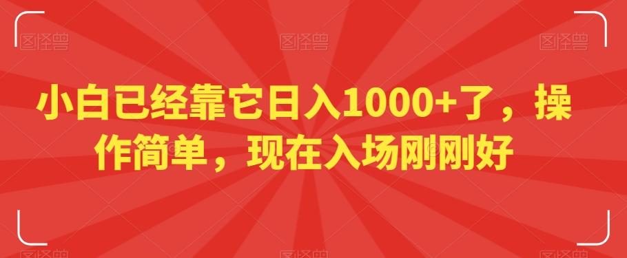 小白已经靠它日入1000+了，操作简单，现在入场刚刚好【揭秘】-小哈资源