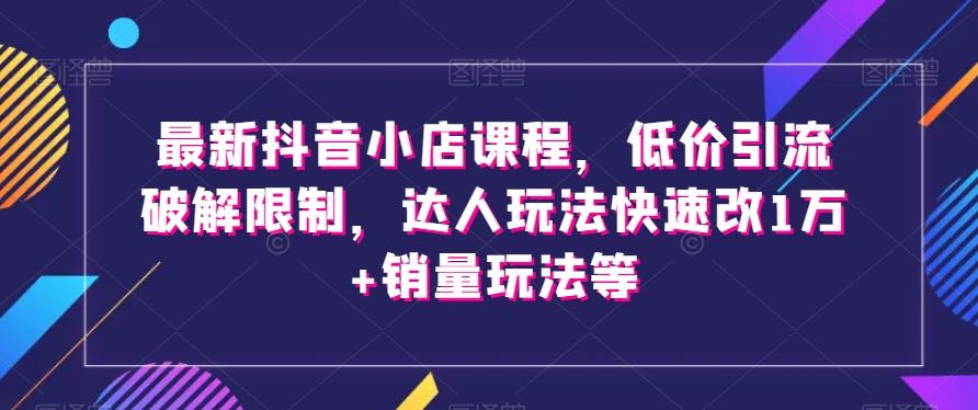 最新抖音小店课程，低价引流破解限制，达人玩法快速改1万+销量玩法等-小哈资源