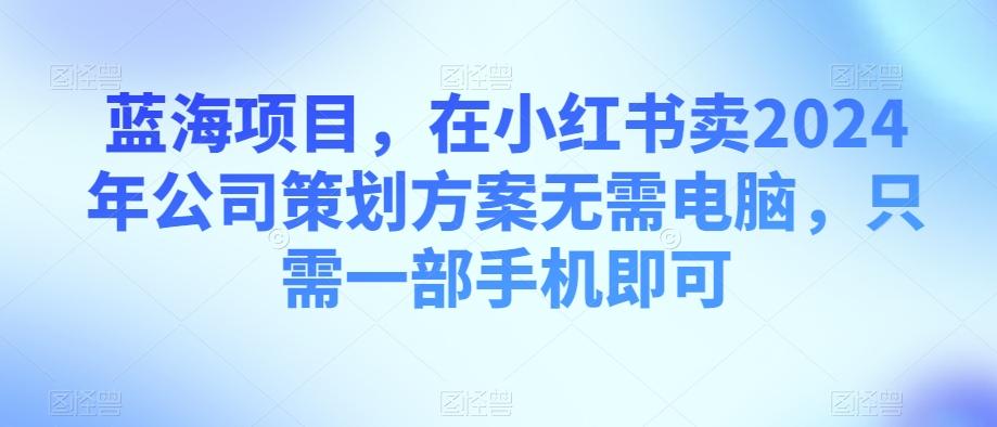 蓝海项目，在小红书卖2024年公司策划方案无需电脑，只需一部手机即可-小哈资源