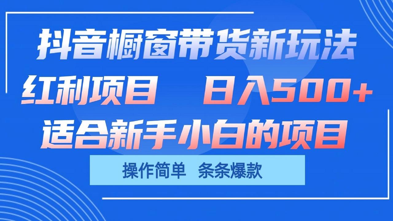 抖音橱窗带货新玩法，单日收益500+，操作简单，条条爆款-小哈资源
