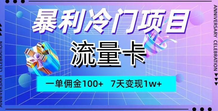 暴利冷门项目，流量卡，一单佣金100+，7天变现1w+-小哈资源