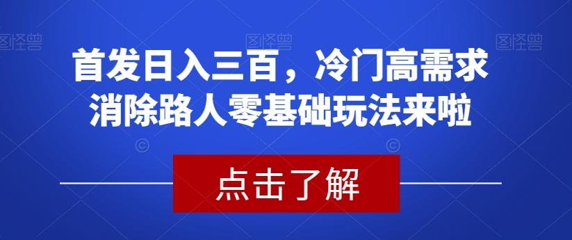 首发日入三百，冷门高需求消除路人零基础玩法来啦【揭秘】-小哈资源